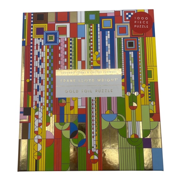 Frank Lloyd Wright Gold Foil Puzzle Saguaro Forms Cactus Flowers 1000 Pieces - Picture 4 of 7